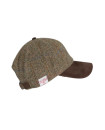 Made in UK Harris Tweed Baseball Cap with Suede Leather Peak One Size Color Moss Green